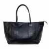 Marlafiji - Jodie Black Leather Shopper W/Reptile Effect