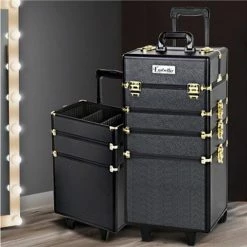 Embellir - 7 In 1 Cosmetic Makeup Trolley Black/gld