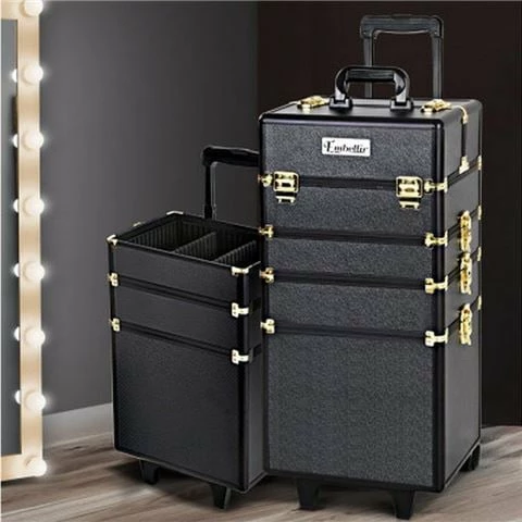 Embellir - 7 In 1 Cosmetic Makeup Trolley Black/gld