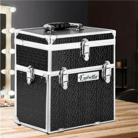 Embellir - Portable Cosmetic Makeup Carry Case Diamond Black