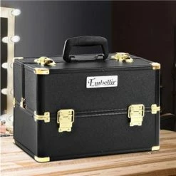 Embellir - Portable Cosmetic Makeup Case Black & Gold