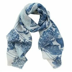 DLUX Scarves DLUX - Pompei Linen Print Scarf Blue / Denim