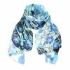 DLUX Scarves DLUX - Flora Phoenix And Flower Silk Scarf Blue