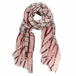 DLUX Scarves DLUX - Kipling Digi Print Merino Scarf Stri Pink 200x70cm
