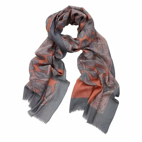 DLUX Scarves DLUX - Antique Tree Merino Digi Print Scarf Brick 200x70cm