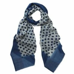 DLUX Scarves DLUX - Darby Dip Spot Wool / Silk Scarf Blue 190x70cm
