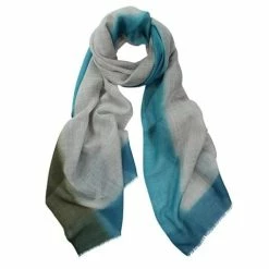 DLUX Scarves DLUX - Frankie Dipped Wool / Silk Scarf Blue 190x70cm