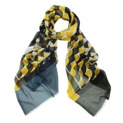 DLUX Scarves DLUX - Domino Digi Print Micro Modal Scarf Mustard 180x70cm
