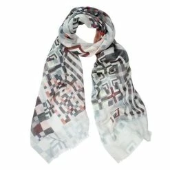 DLUX Scarves DLUX - Freya Multi Pattern Digi Modal Scarf Taupe 70x180cm