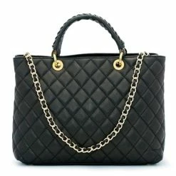 Marlafiji - Vanessa Quilted Leather Work Bag Black