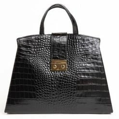 Marlafiji - Georgette Black Croc Effect Work Bag