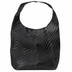 Marlafiji - Sophie Black Leather Woven Effect Shoulder Bag