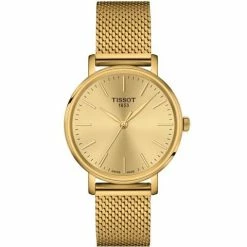 Tissot - Everytime Lady S/Steel Watch W/Yellow Gold PVD & Champagne Dial 34mm