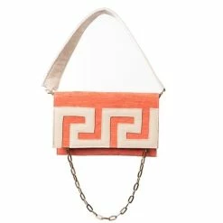 Iosifina - Ikarus Clutch With Leather Meander & Double Strap Peach