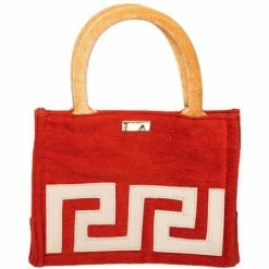 Iosifina - Small Tote With Leather Meander Red