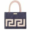 Iosifina - Small Tote With Leather Meander Navy Blue