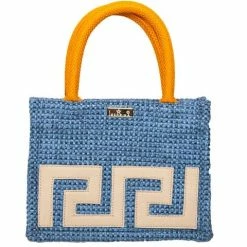 Iosifina - Small Tote With Leather Meander Sky Blue