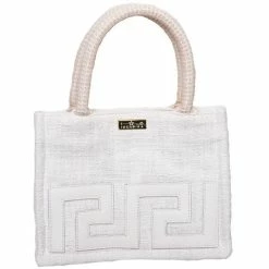 Iosifina - Small Tote With Leather Meander White