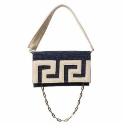 Iosifina - Iosifina Clutch Leather Meander Double Strap/Navy