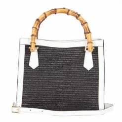 Marlafiji - Kendall Bamboo Handle Bag Black/White