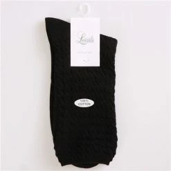 Levante - 100% Textured Cotton Socks One Size Fit My Black