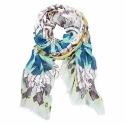 DLUX Scarves DLUX - Feather Digital Print Wrap Seagreen Yellow