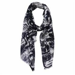 DLUX Scarves DLUX - Electra Squiggle Navy Print Scarf