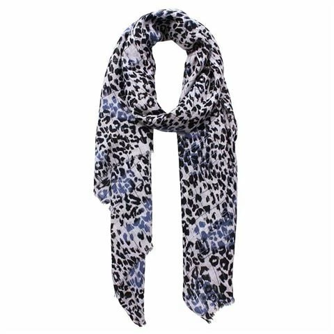 DLUX Scarves DLUX - Kenya Print Wool Silk Check Wrap Denim