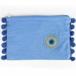 Aelia Anna - Clutch Ithaki Evil Eye W/Pompoms Mid Blue