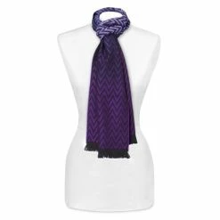 Missoni - Knitted Scarf With Black Trim Purple