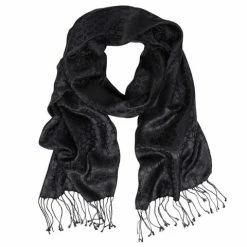 DLUX Scarves DLUX - Madison Silk Jaquard Geometric Wrap Black