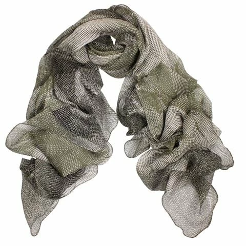DLUX Scarves DLUX - Ariel Silk Chiffon Hand Print Wrap Khaki