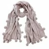 DLUX Scarves DLUX - Flynn Woolmark Knit Pom Pom Wrap Taupe