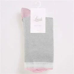 Levante - Lina Fine Stripe Crew Socks Grey Marle One Size