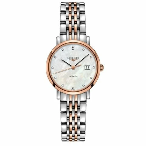 Longines - Elegant Mother Of Pearl White W/13 Diamonds 29mm
