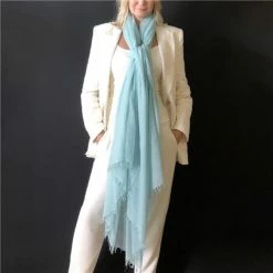 Cashmere Luxe - Cloud Cashmere Handloom Wrap Opal Blue