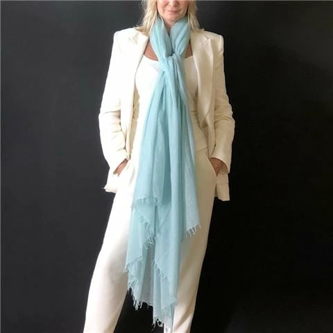 Cashmere Luxe - Cloud Cashmere Handloom Wrap Opal Blue