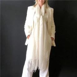 Cashmere Luxe - Cloud Cashmere Handloom Wrap White