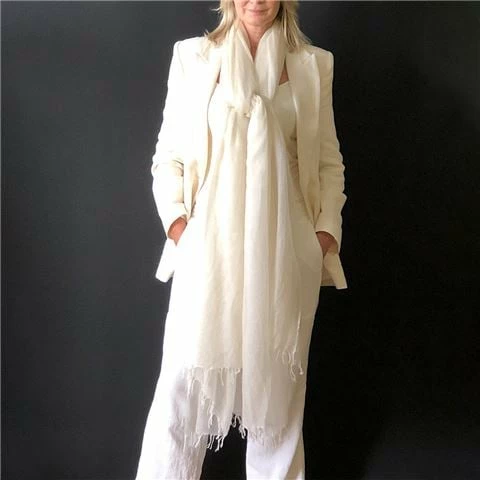 Cashmere Luxe - Cloud Cashmere Handloom Wrap White