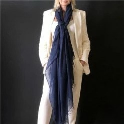 Cashmere Luxe - Cloud Cashmere Handloom Wrap Navy Blue