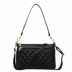 Serenade Leather - Tiana Quilted Leather X-Body Bag Black